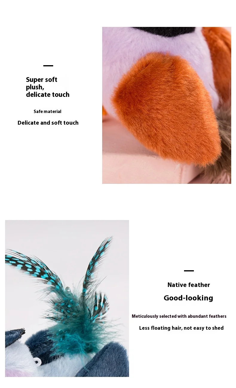 Eco-Friendly for Bestseller Pet Toy Squeaky Bird Plush Cat Wand for Boredom Relief Self-Entertainment Cat Entertainment