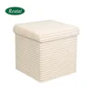 Reatai high quality White Plush fabric foldable cube ottoman stool