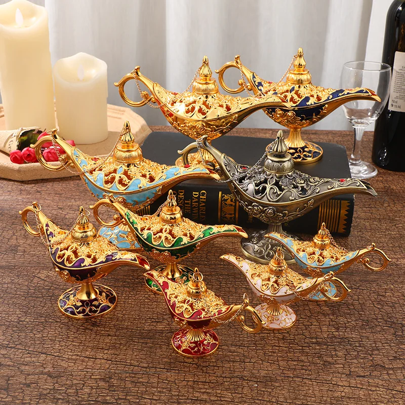 Antique Style Custom Colorful Metal Aladdin Magic Lamp Sculpture