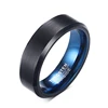 Custom Black And Blue Tungsten Carbide Mens Rings 6mm Matte Polished