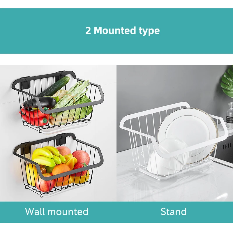 Wire Steel Fruit Basket Wallmounted Or Stand,2 Or 3 Tier Vegetable