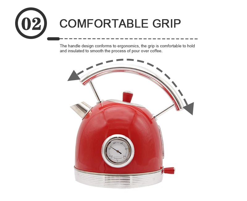2020 Hot sale big capacity 1.8L electric kettle home appliances red color with thermometer filter kettle