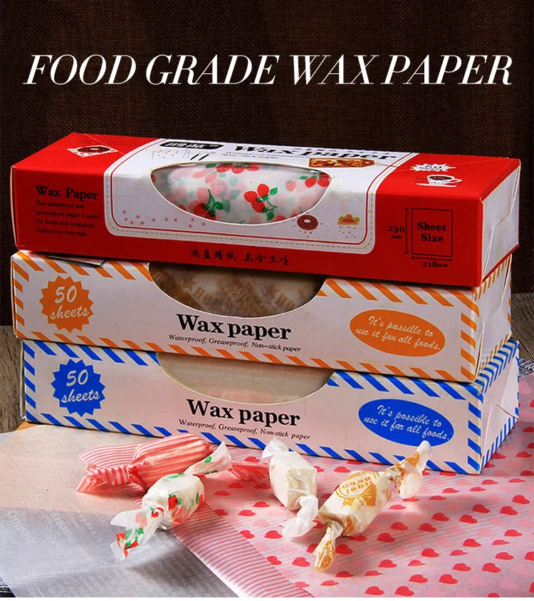 50Pcs/Lot Wax Paper Food Grade Grease Paper Food Wrappers Wrapping Paper  For Bread Sandwich Burger Fries Oilpaper Baking Tools