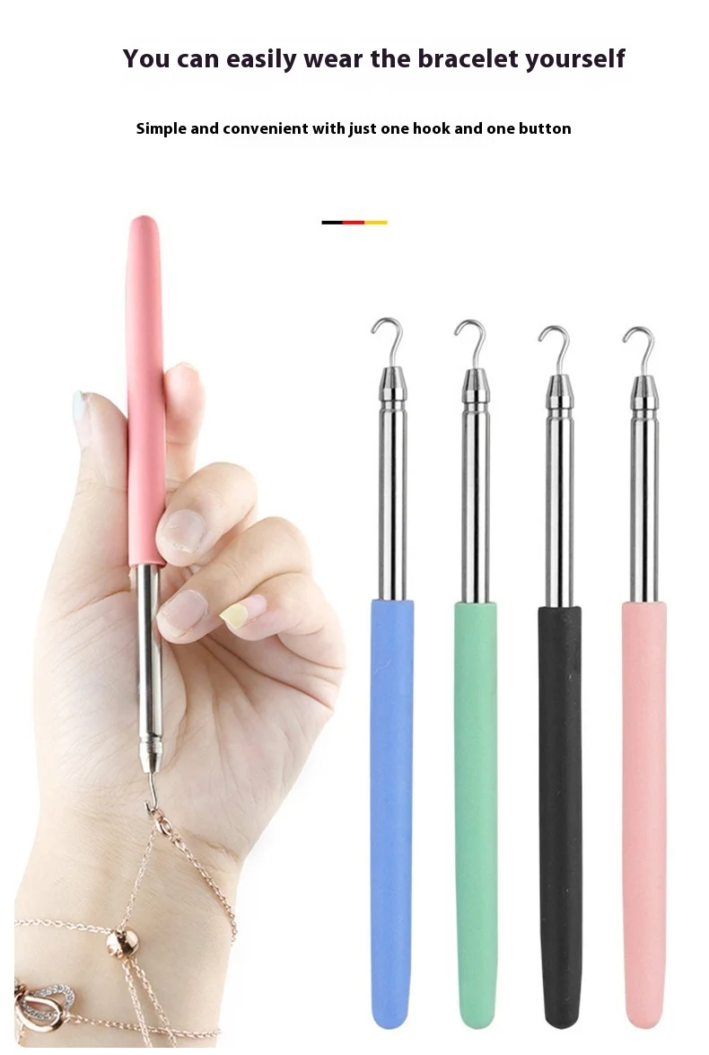 Women's DIY Customizable OEM Wrist Bracelet Hook Aide Button Assistant Hand Tool