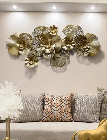 Hollow Gold Luxury Flower Layers Home Living Room Cafe Metal Wall ...