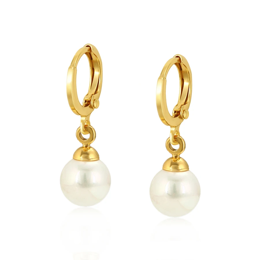 

A00658486 xuping Thailand Hot Selling Fashion Style 24K gold pearl Drop Earrings, 24k gold color