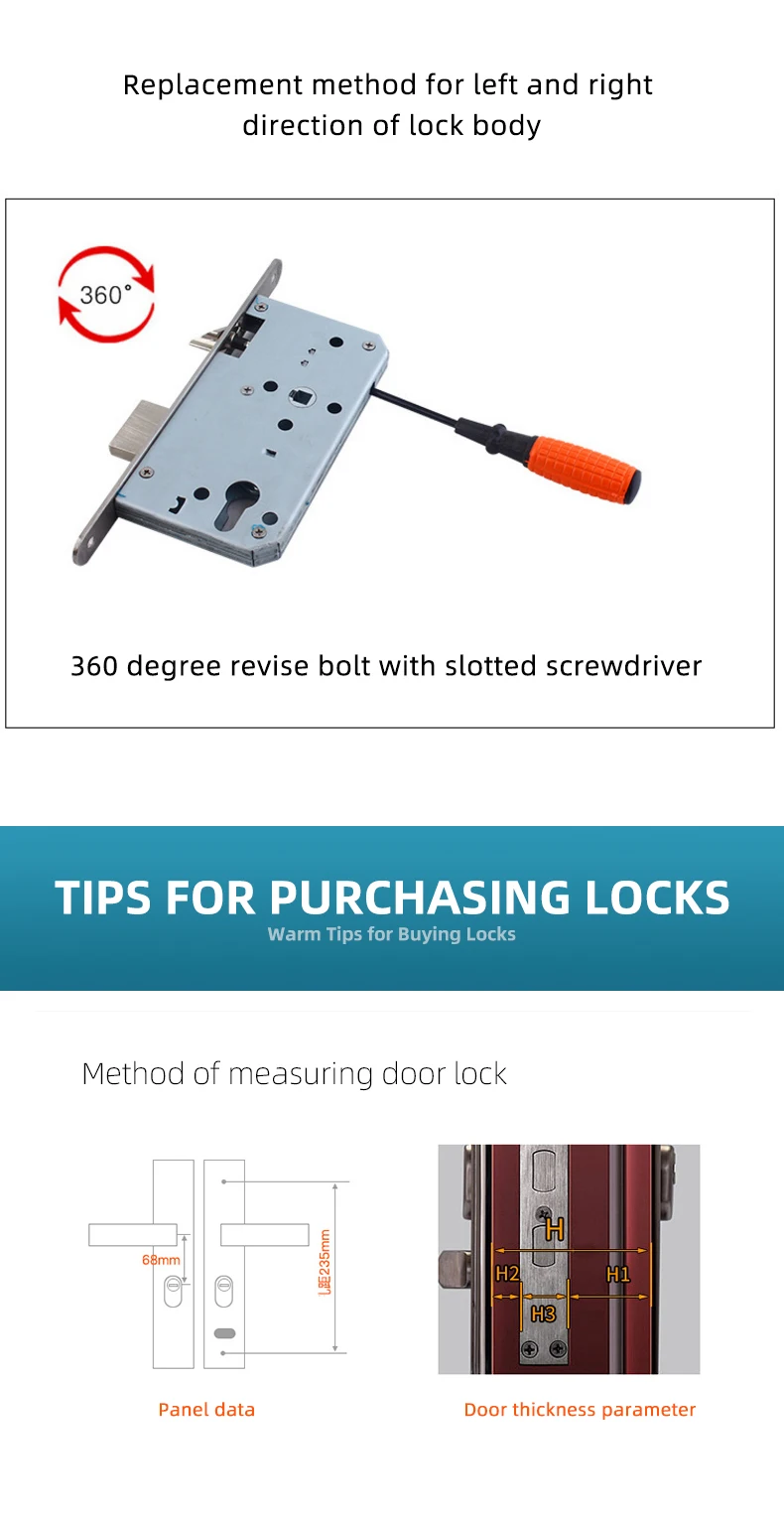 High Security Square Head Standard European Lock Body 55 / 72 Mm