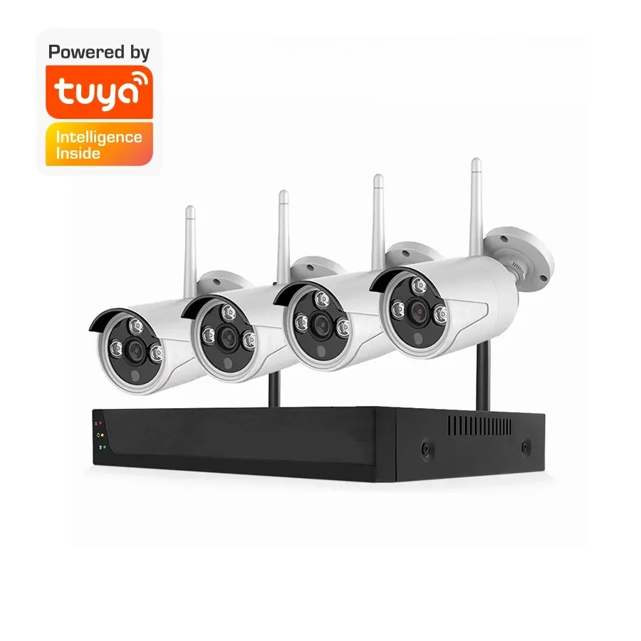2-camera PoE NVR system with HDMI output and smartphone app interface