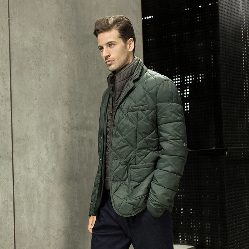 New Design Men's Green Light Warm Bomber Jacket Down Jacket Quilted ...