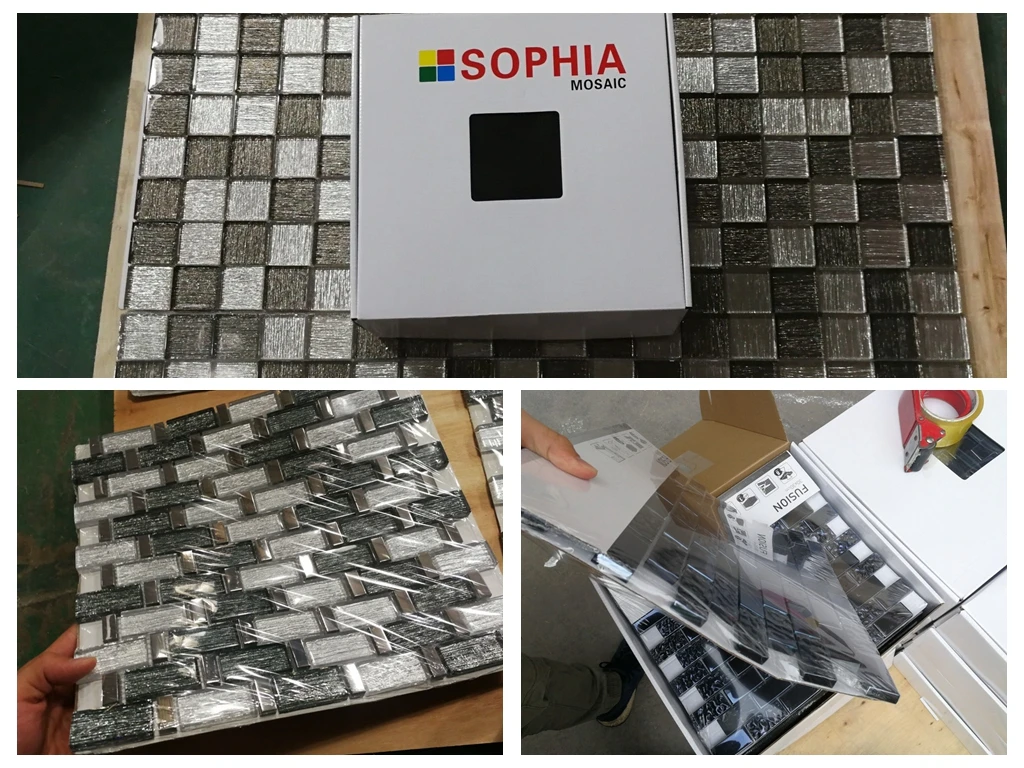 Hot Selling Laminated Glass Mosaic tile Grey Mosaic for bathroom and kitchen Foshan China