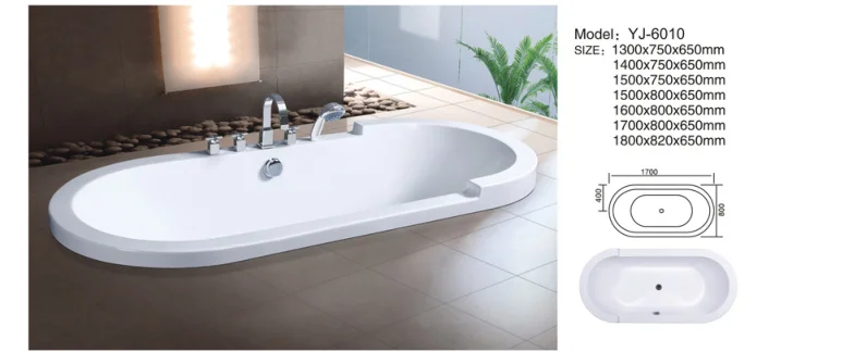 YJ6010 2019 embedded bathtub acrylic hot sale oval bath for hotel project