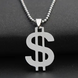 LINUO Wholesale sliced Stainless Steel Hiphop Dollar Pendant Necklace Chain SN027