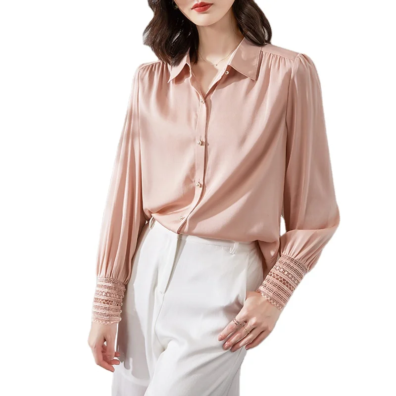 Venta al por mayor blusas de satin Compre online los mejores Blusa brillante de satén CremaEstampado de leopardo