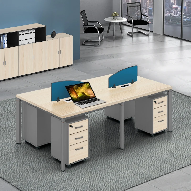 Modern Design Office Furniture Workstation 4 Seat Staff Table With Side