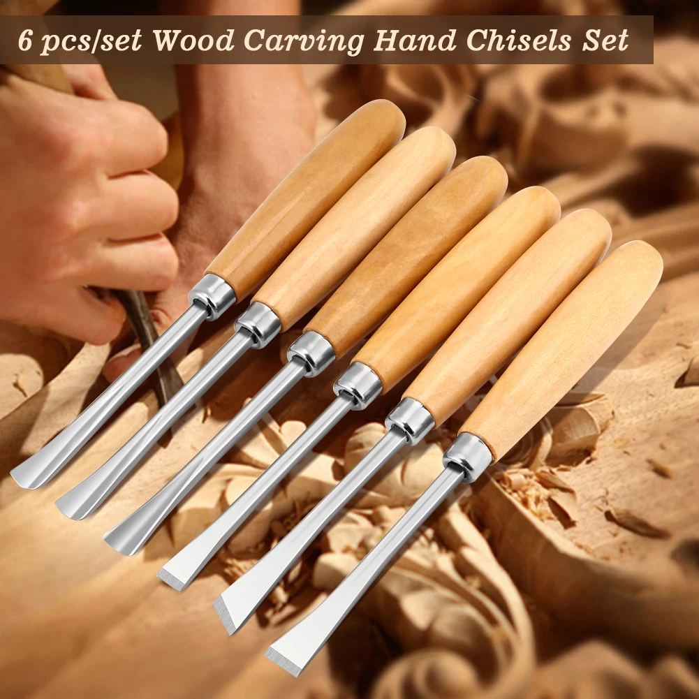 6pcs Professional Wood Carving Hand Chisels Set Diy Woodworking