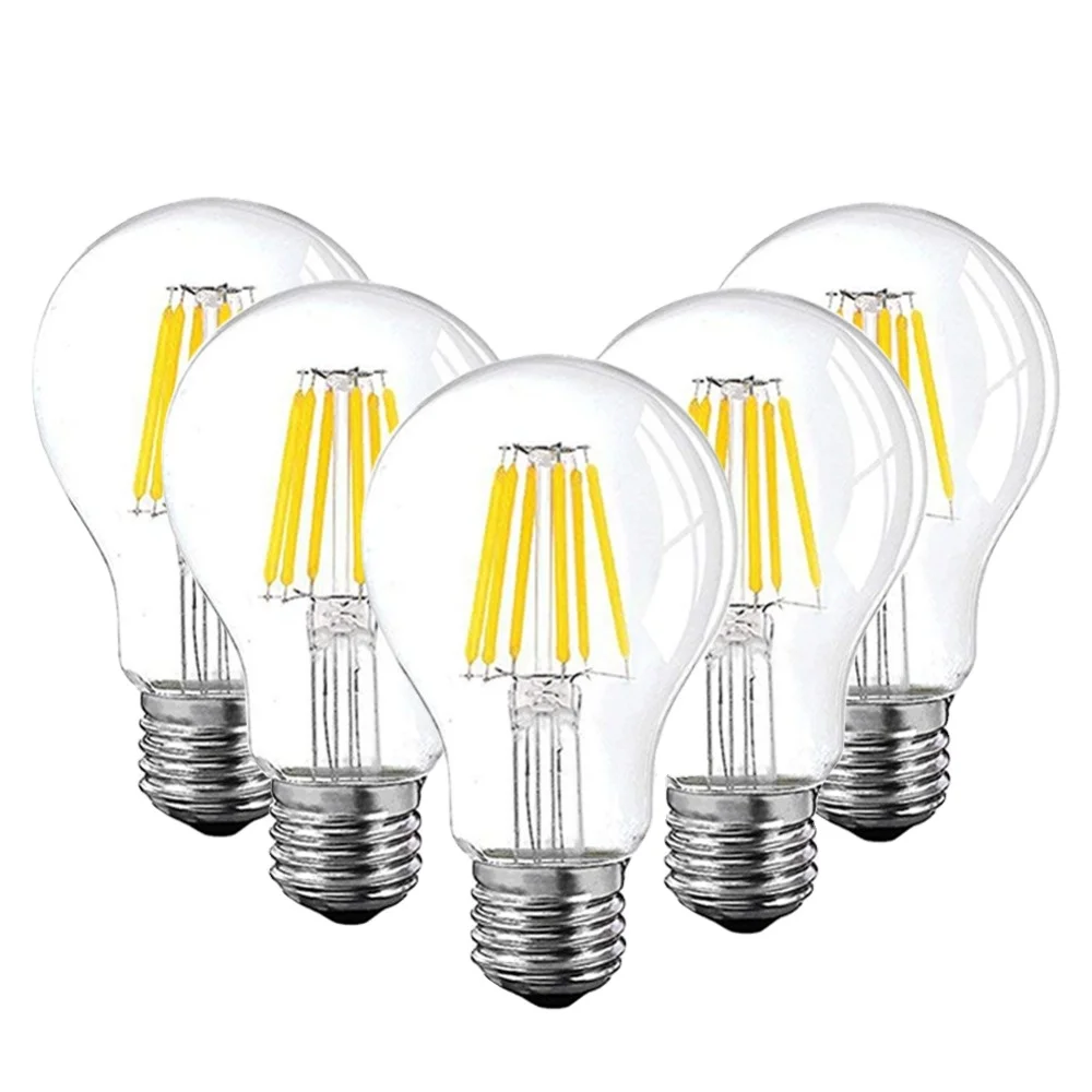 12V 24V Led Lamp A19 Filament Bulb Low Voltage 6W Edison Globe Bulbs 4500K Daylight White Warm White 2700K E26 E27