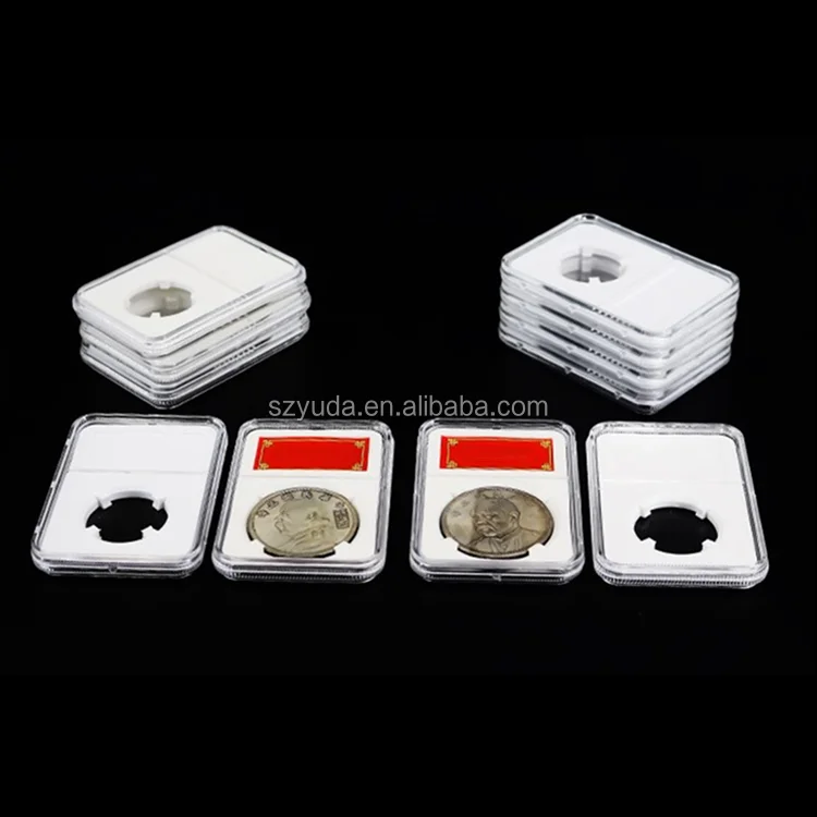 Clear Plastic Reopen Coin Capsules Rectangular Acrylic Label Cards