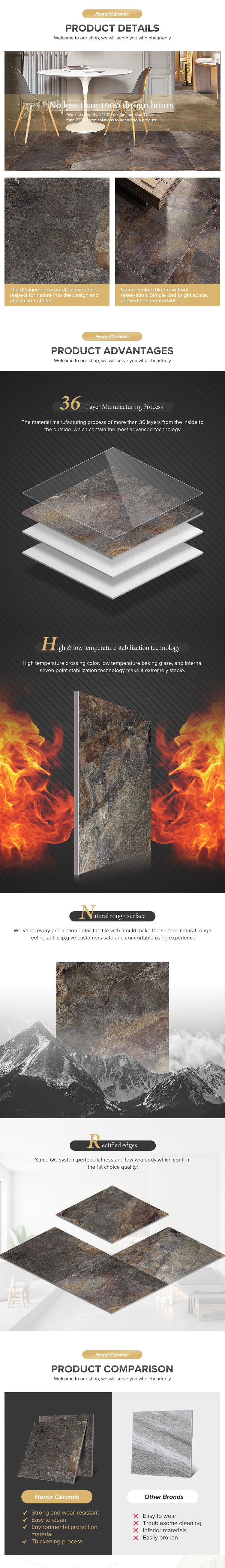 Cheap outdoor flooring brown non slip ceramic porcelain tile