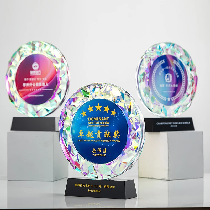 Multi-colored crystal awards Trophy Music and Movie Trophy souvenir for outstanding contribution manufacture