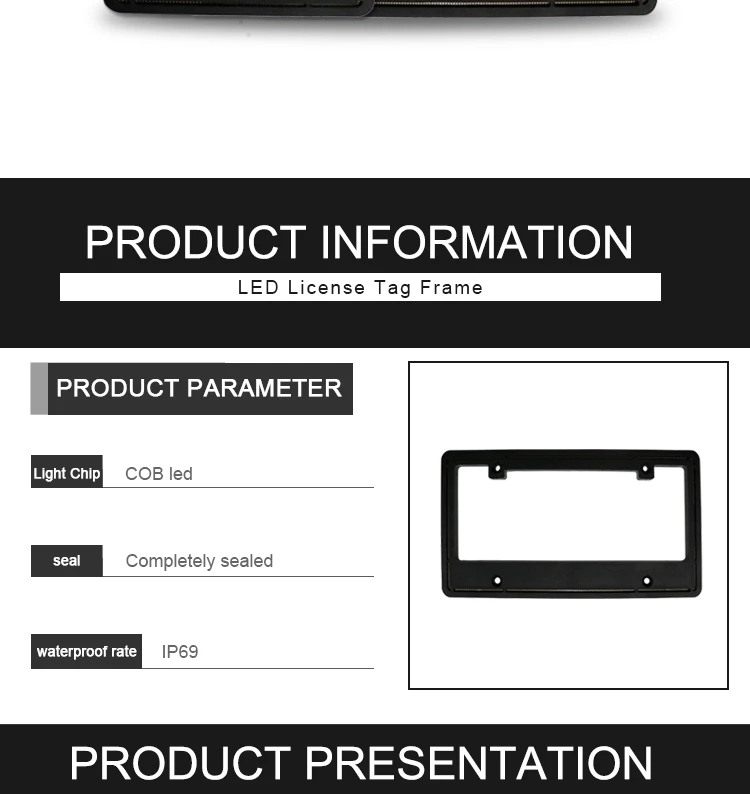 Custom License Plate Frames Red White Amber Built In Led Strip Led