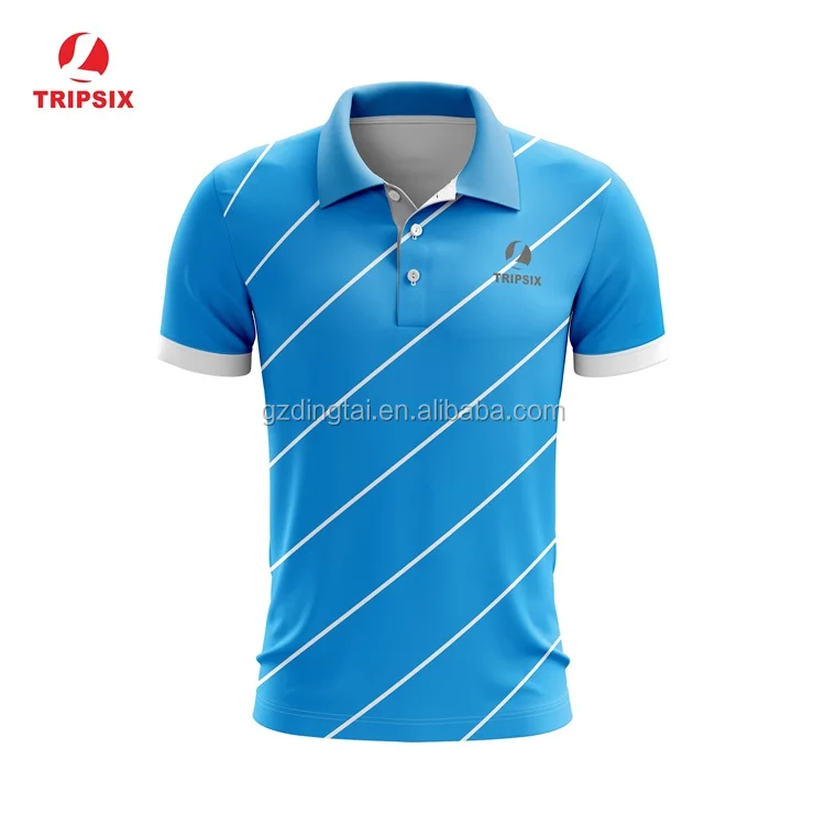 Personalized Custom Dye Sublimation Polyester Blank Blue Soccer Polo Jersey Shirt