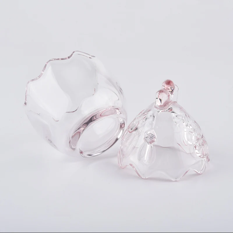 egg design pink colored glass candle jars