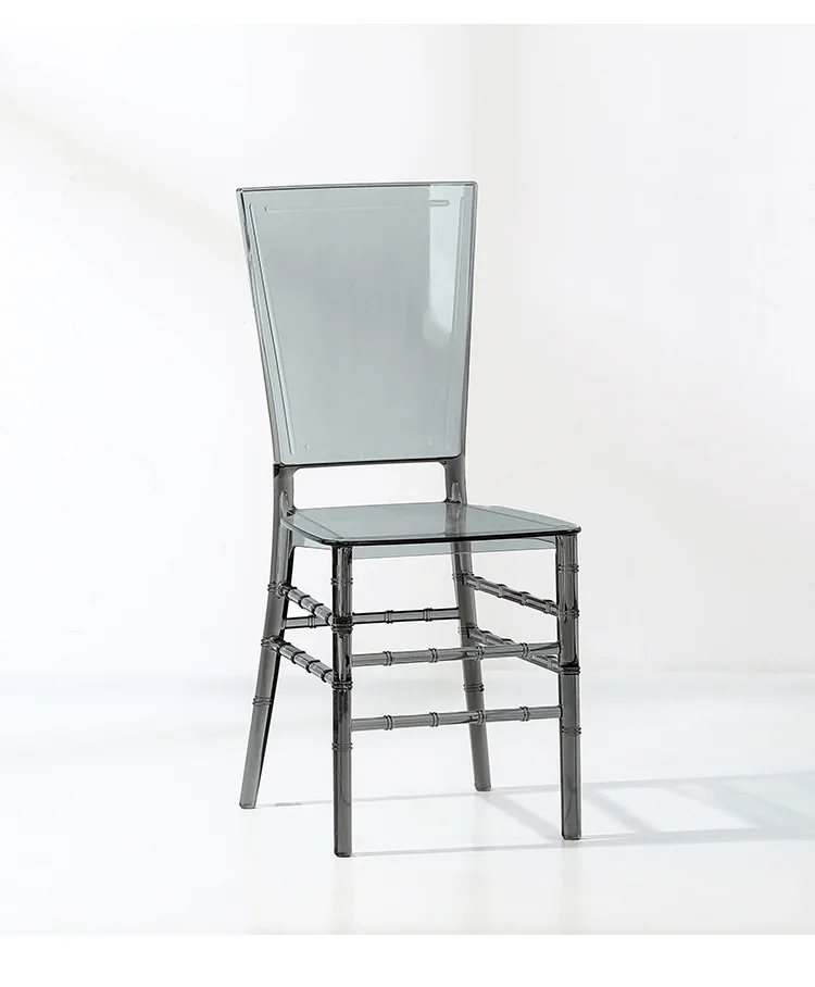 Modern Simple Bamboo Section Transparent Chair Cyber Popular Light Luxury Plastic Dining Chair with Backrest for Small Spaces