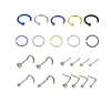 22PCS/Set Multiple Stainless Steel Unisex Body Piercing Jewelry Trendy Punk Open Hoop Nose Ring