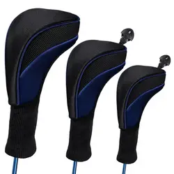 3pcs Long Neck 1680D Knit Head Covers for Golf Club Fits All Fairway and Driver Clubs