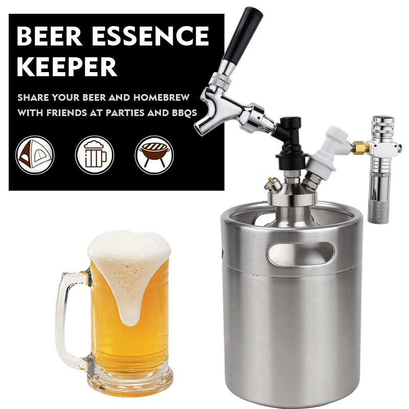 5 Liter Beer Keg Growler Homebrew Stainless Steel Beer Barrel Mini