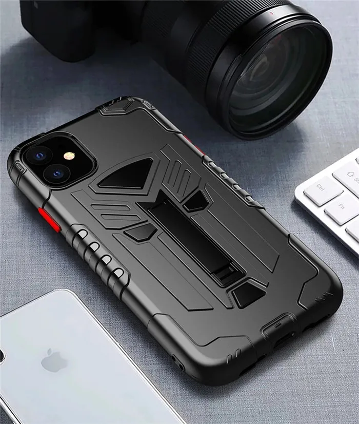 独特的防震装甲手机壳,带折叠支架后盖,适用于iphone 12 pro max