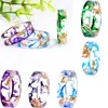 New popular epoxy resin real dry flower gold foil ring for women design wholesale custom