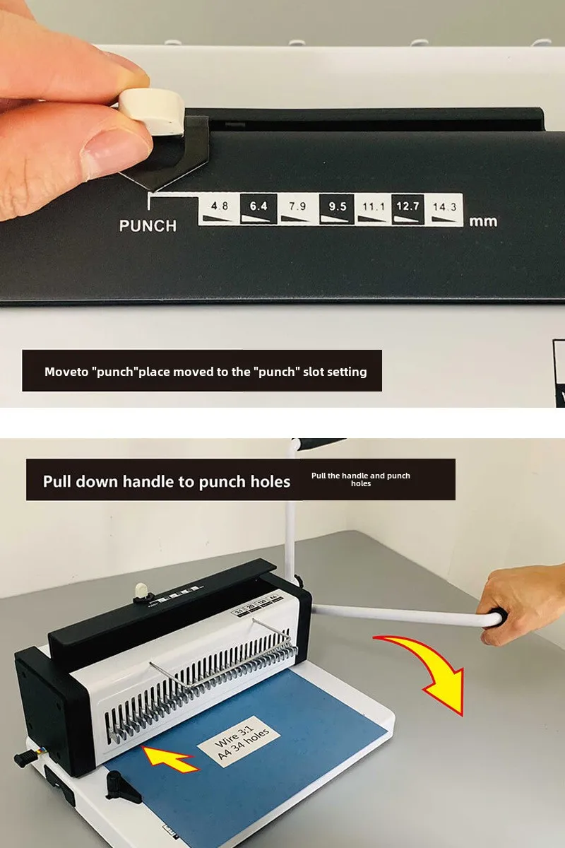 T9520 Dual Purpose Manual Power Double Coil Punching Binding Machine Notebook Desk Calendar Photo Album A4/A5 Iron Ring Punching