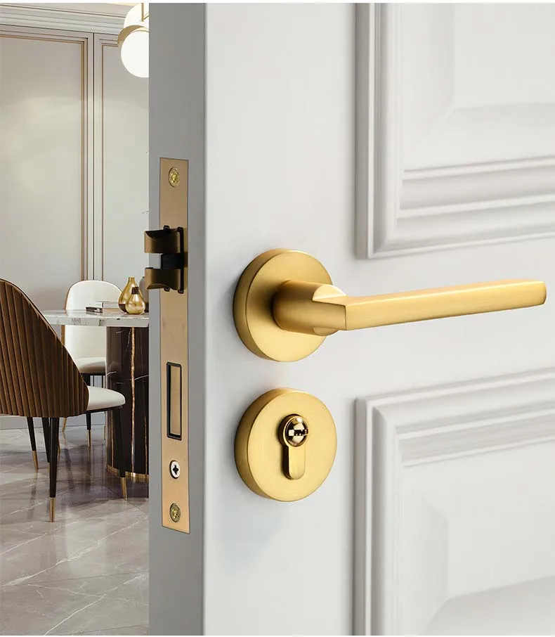 2020 Modern Simple Design Interior Golden Door Lever Handle Satin Gold ...