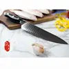 Mealear Newest Wood Handle 7CR17MOV Steel Damascus Pattern Kitchen Cutting Chef Knife