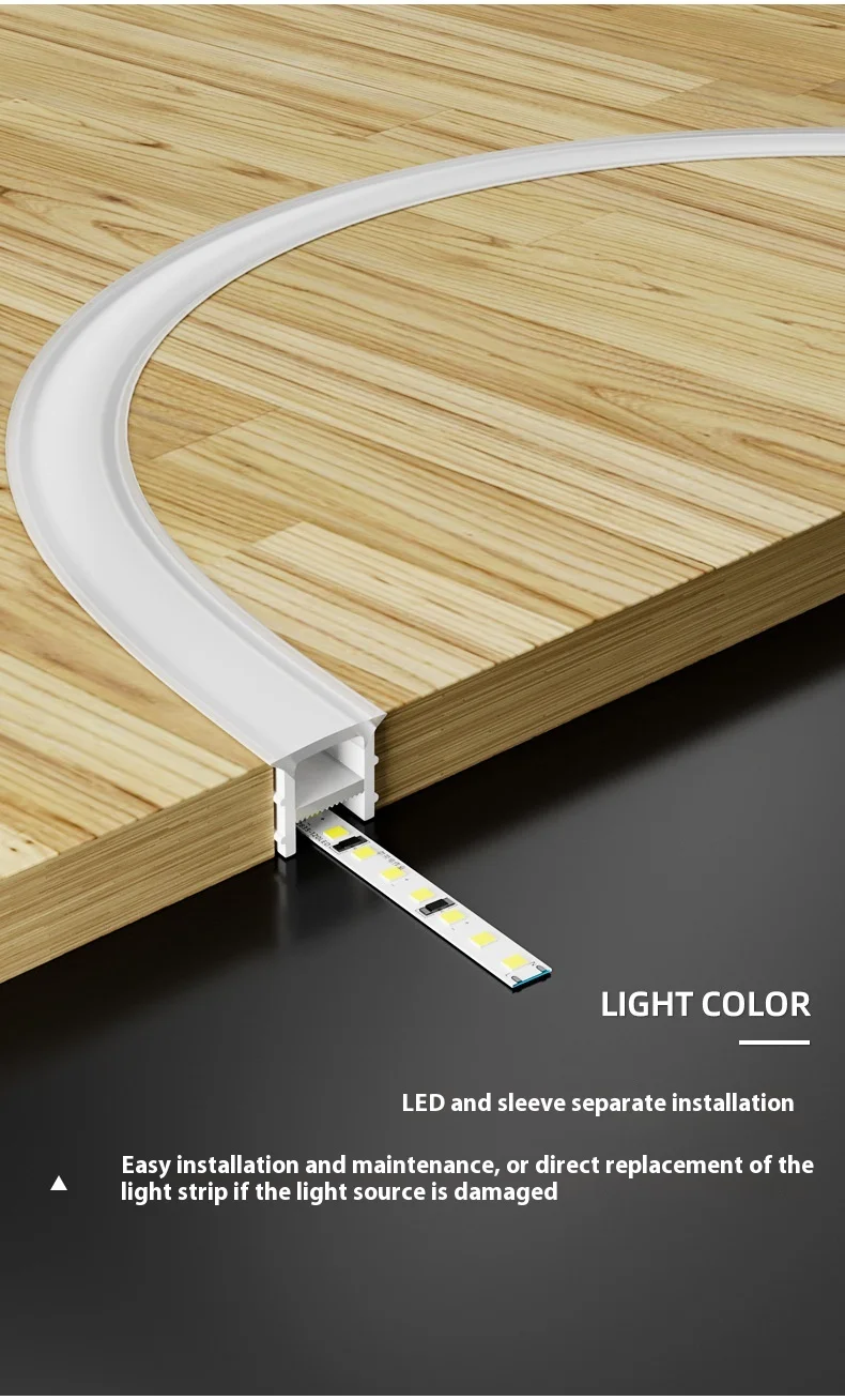 product no drill required flexible led strip light with easy installation ceiling edge linear silicone sleeve profile light-3