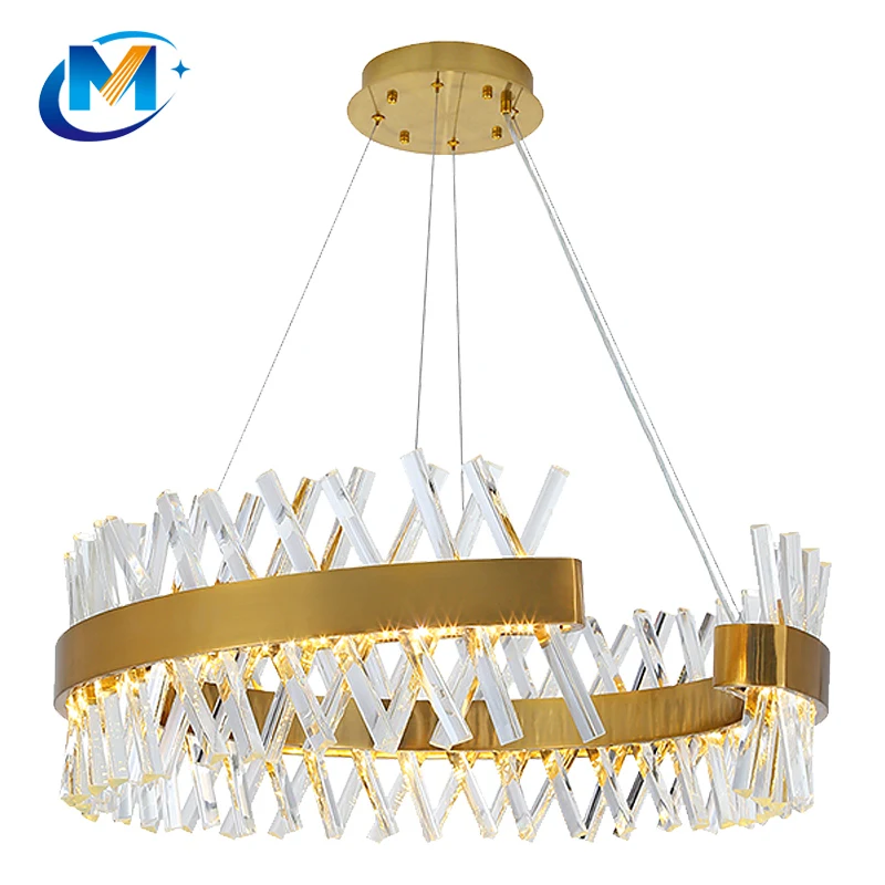 Large Crystal circle ring Lighting Fixtures led Pendant Lights Decorative modern round ring crystal Chandeliers