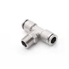 stainless steel positive T type male threaded joint fast insert interchangeable pneumatic Tee branch