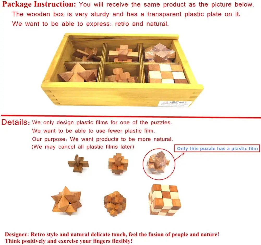 Difficult Wooden Brain Teaser Puzzle Set Secret Box 3d Brain Teaser