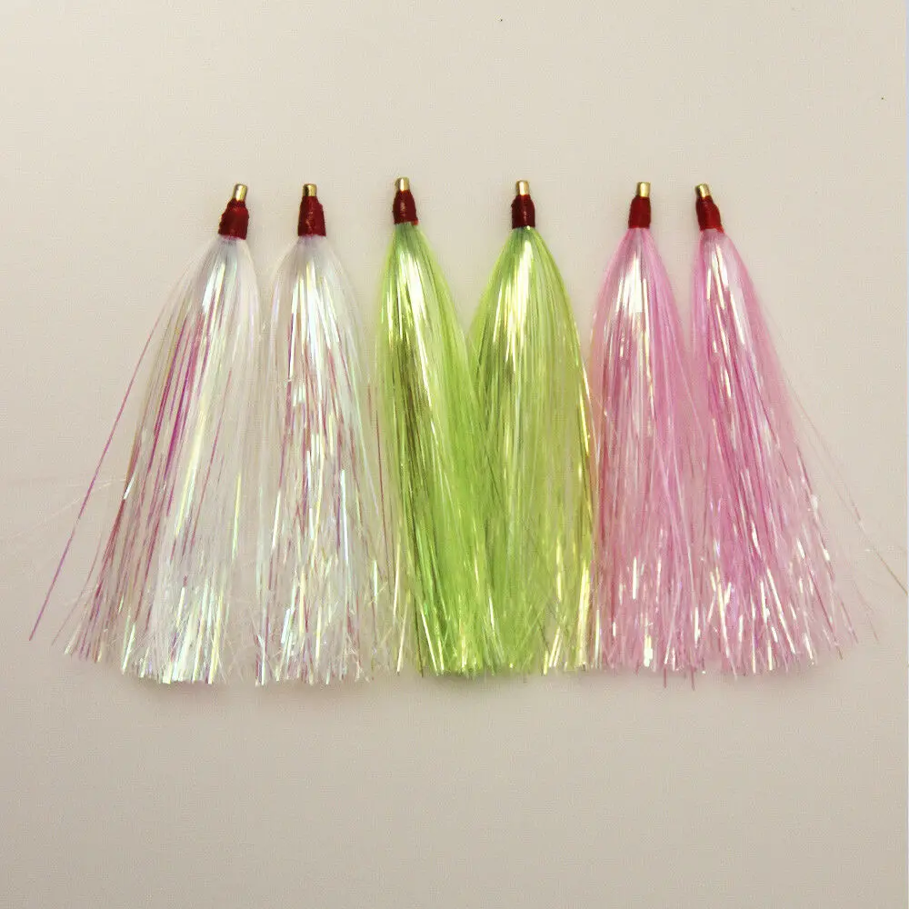 4" Mylar Flash Fluke Teasers Bucktail Jigs Brass Grommet Lure Tackle