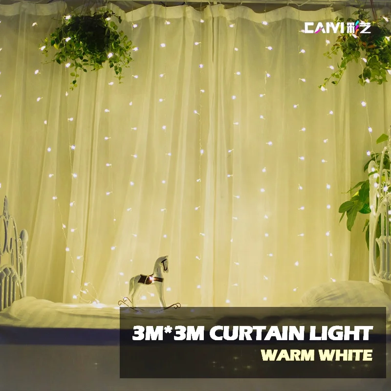 factory direct sale 3M*3M LED curtain light string LED christmas lights can customization indoor derorate
