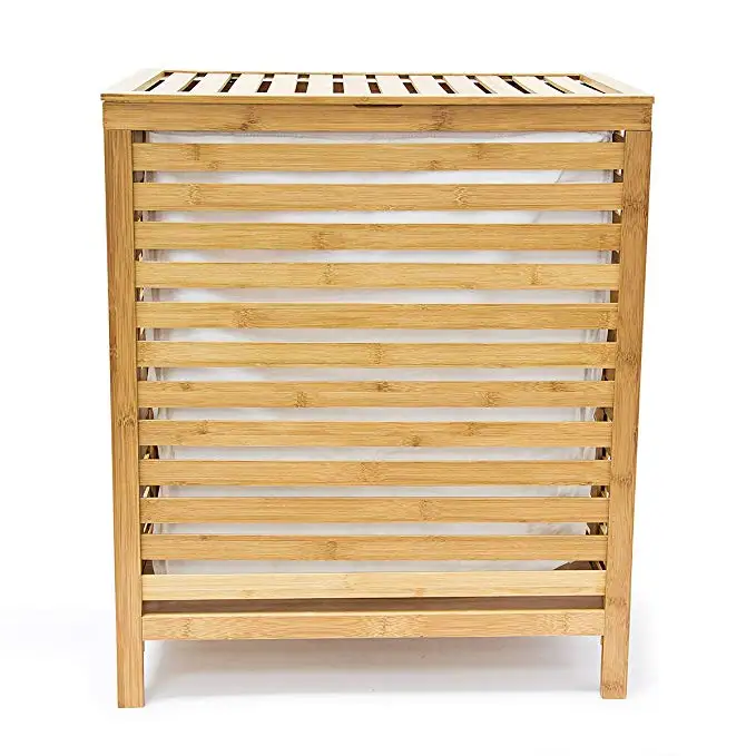 Wooden Laundry Hamper Linen Basket 100l Natural Bamboo With Lid Laundry Box Laundry Basket