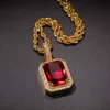 18k gold plated designer ruby stone women hiphop jewelry pendant necklace