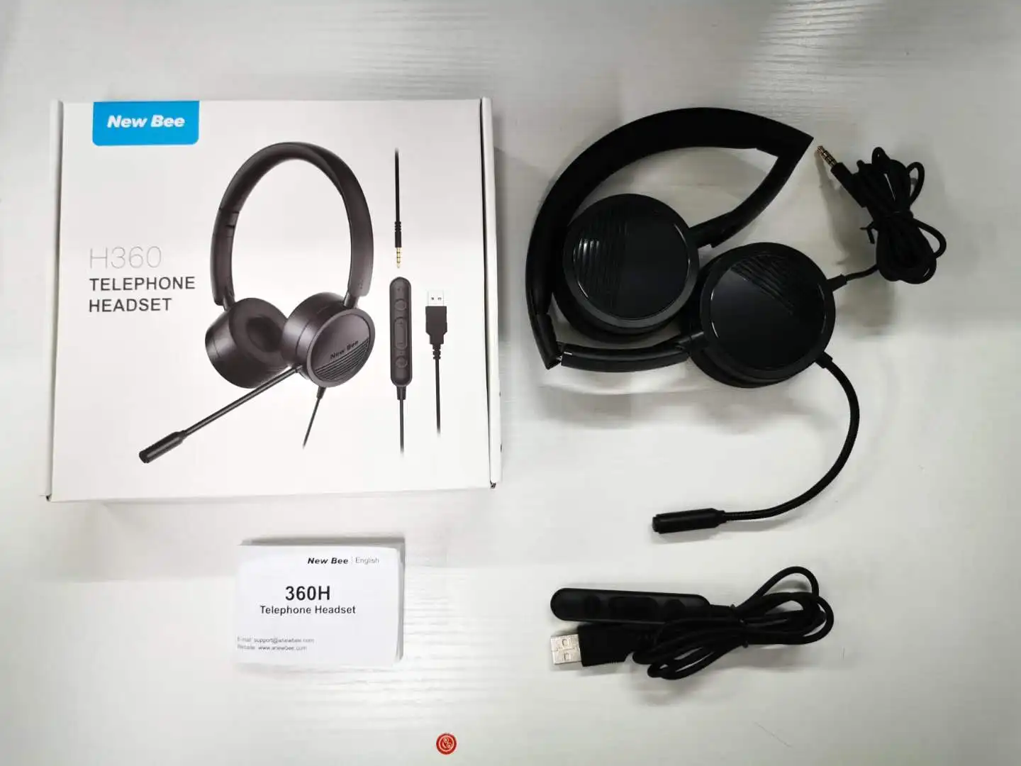 New Bee H360 3.5mm & Usb Plug Telephone Headphone Line Control Wired