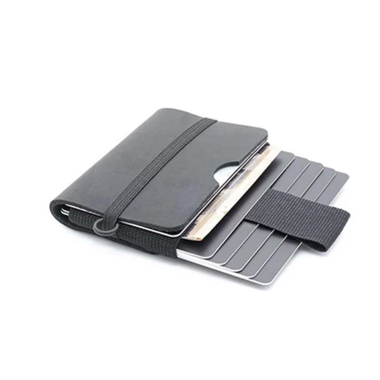 Genuine Leather Wallet Rubber Card Holder Minimalist Wallet With Rubber ...