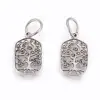 PandaHall Zinc Alloy Pendants Rectangle with Tree of Life Antique Silver 21x14x1.5mm Hole 7mm