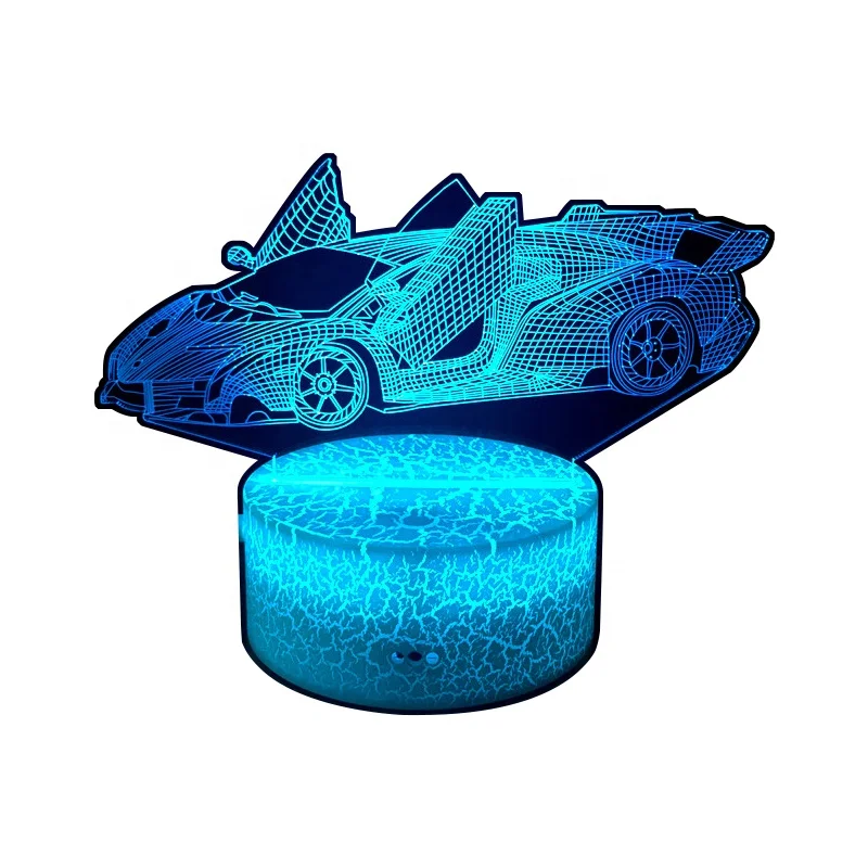 Popular 3D night lamp Customize supercar led night light 7color Led lamp Bedroom Decora Christmas gifts lovely toys Fantasy lamp
