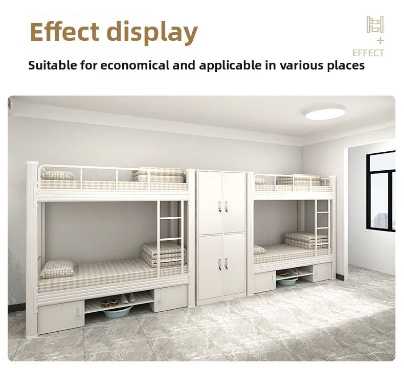 product durable metal bunk bed with ladder soft modern design for school dormitory or home use budget friendly option-13