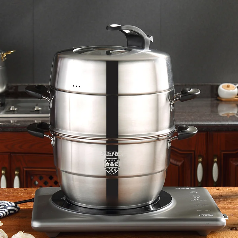 304 Stainless Steel Steamer With Stand Able Lid And Anti-scalding ...