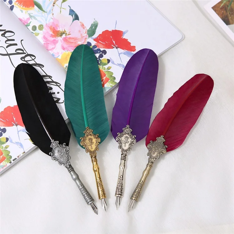 Classic Antique Feather Pen Metal Nib Pen With Beautiful Gift Box ...